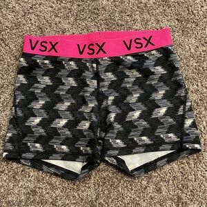 VSX Women's Black and White Athletic Shorts with Pink Waistband